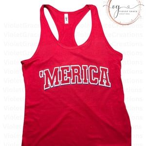 ‘Merica puff print racer back XL tank top